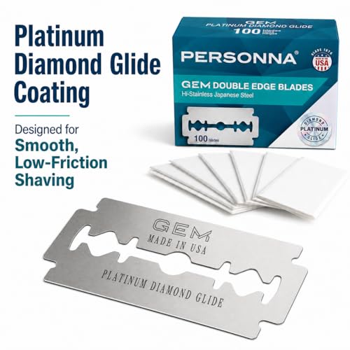 Image of Personna GEM Platinum Diamond Glide Double Edge Razor Blades, 100 Count, Surgical-Grade Stainless Steel Safety Razor Blades for Smooth Wet Shaving