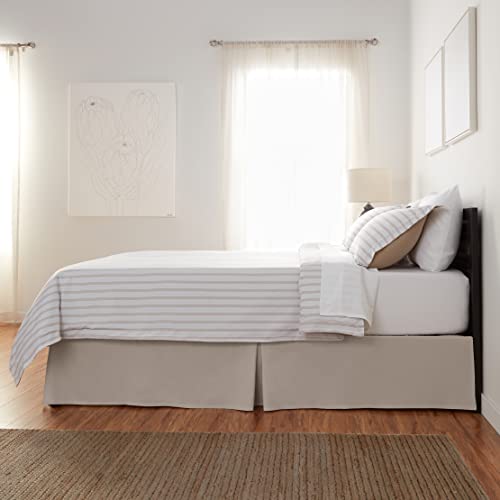 Image of Amazon Basics Lightweight Pleated Bed Skirt, Wrinkle and Fade Resistant, Machine Washable, Queen, Taupe (Pack of 8)