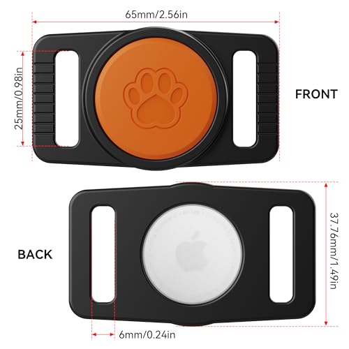 Image of GOCII for Airtag Dog Collar Holder 2 Pack,Waterproof Dog Collar Holder for Apple AirTag(Gen 1 & 2),Silicone Air Tags Case for Dog Collars(Black & Orange)