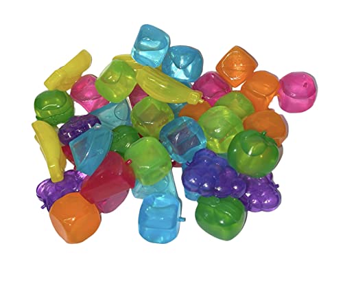 eMKay eMKay-40-MIC Lot de 40 glaçons carrés et en forme de fruits réutilisables et lavables en plastique Multicolore Cover