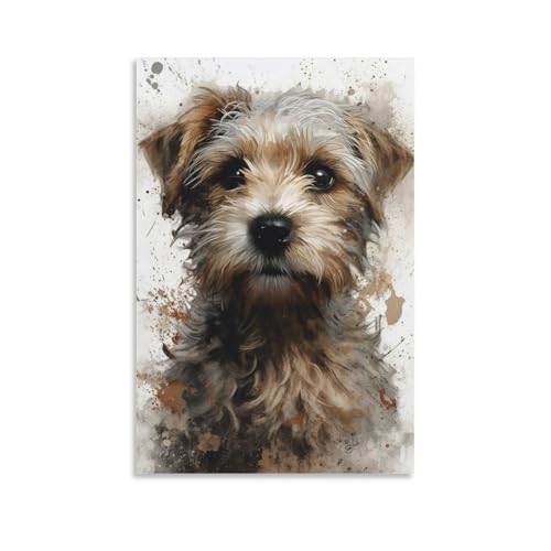 Pinturas decorativas de perro esponjoso con acabado de acuarela de alta gama