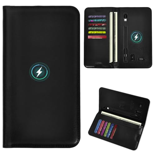 Rechargeable Wallet, Wireless Charging Wallet, RFID Blocking Women's Wallet - with Money Clip Slim Leather Slots Credit Card Holder 8000mAh Leather Wallet with Gift Box