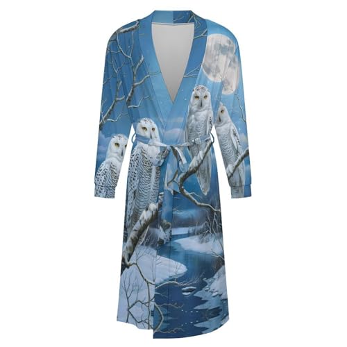 Snowy Wolf Full Moon Soft Robe Long Sleeve Bathrobes V Neck Sleepwear Spa Robes with Belt Men Woman4