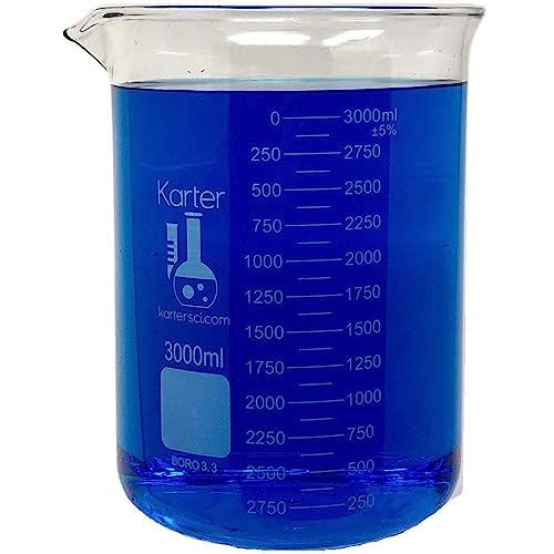 3L borosilicate beaker, double scale, 216mm h, 150mm dia