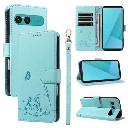 Étui Sony Xperia 10 IV anti-rayures avec rabat portefeuille cuir vert menthe