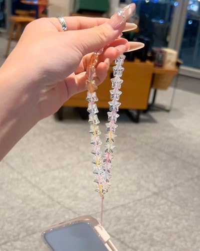 TRBR Star Phone Charm Wrist Strap, Beaded Lanyard Wristlet Chain, Anti-Theft Bracelet Strap for iPhone & More Cases (Rainbow Star) - 3