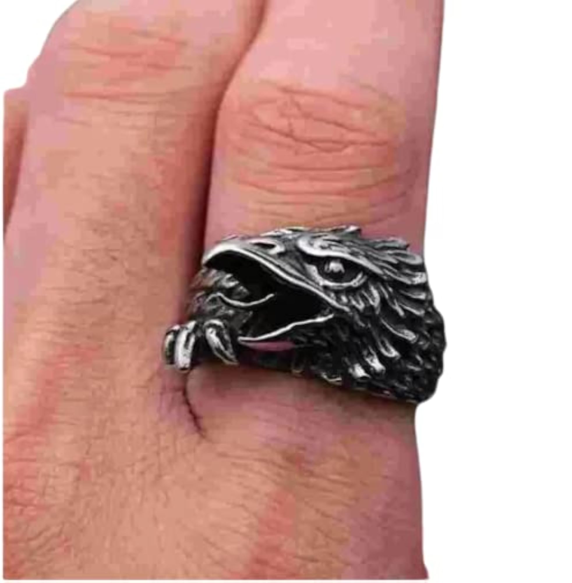 Men's Eagle Biker Ring, Silver Colour Statement Piece