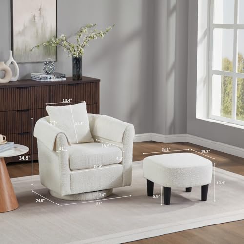 Sillón Giratorio Chenille Blanco miniatura 2