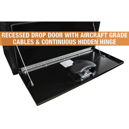 Image of Buyers Products 1703353 Black Steel Underbody Truck Tool Box - 14 x 12 x 30 Inch - Truck Bed & Underbelly RV Storage Box, Locking T-Latch, Weather-Resistant, Heavy-Duty Flatbed Job Box, Made in USA