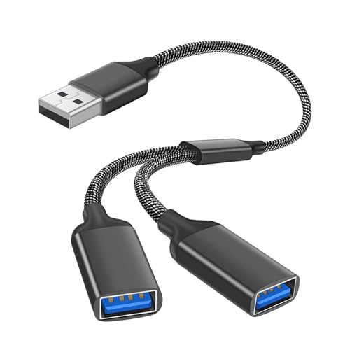 USB Splitter 2 Port,1 in 2 out Adapter,Double USB Adapter Double Adapter Male to Dual Female Splitter Data Transfer Power Charging Extension Cable Compatible with Laptop Mac for Flash Drive,Keyboard
