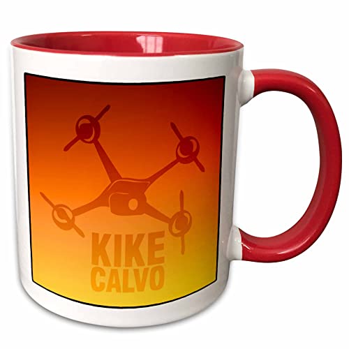 3dRose Orange Red & Yellow Drone Mug 11oz Two-Tone Red