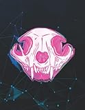  Neon Cat Skull electric Punk Gothic Tribal 140 Pages 8.5\'\'x11\'\' in Wide Ruled Notebook