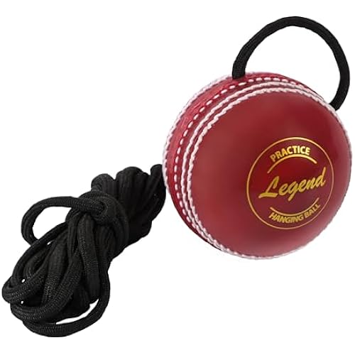 SS Legend Hanging Ball for Practice with Reaction String to Improve Hand Eye cordination - Threaded Seam and Red Color, Full Size