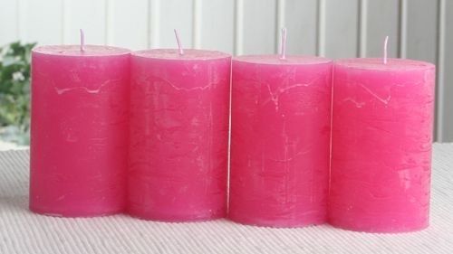 SET: 4x Rustik-Stumpenkerze, 8 x 5 cm Ø, pink Cover