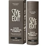 Style Edit Hair Building Fibers for Thinning Hair | Conceals Receding Hairlines, Fine Hair & Bald Spots for Fuller looking hair, 100% Plant-Based Thickening Powder for Men & Women, Black 0.88oz