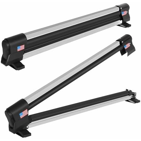 OUTPRIZE Ski Rack for Roof Rack, Extended Version Aluminum Snowboard Rack with Key Locked Clamping Mechanism for 6 Pairs of Skis or 4 Snowboards, Silver Cover