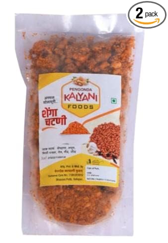 Solapuri Homemade Groundnut Peanut Chutney Powder Shengdana Chatni 250gm Pack of 2