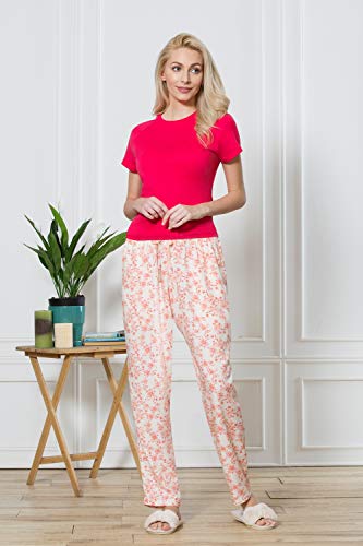 Image of Van Heusen Women's Printed Lounge Pants | Drawstrings & Side Pockets | Ultra Soft Fabric | Relaxed Fit | At home pyjamas | Everyday Comfort | Printed | Style 55306 | Available in Pack of 1 & 2
