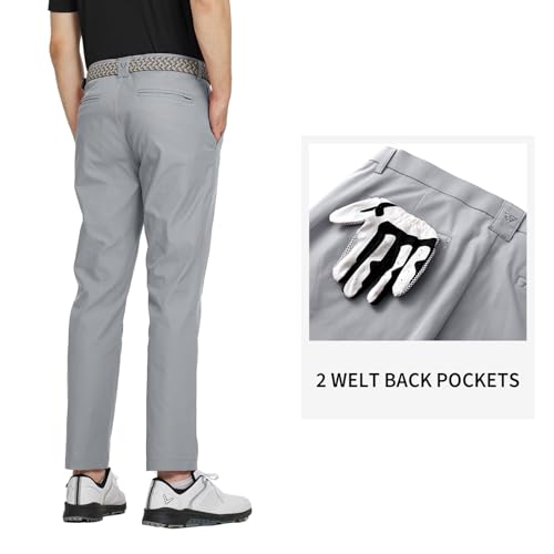 M MAELREG Golf Pants Men Casual Slim Fit -30"/32"/34" Stretch 5 Pockets Business Water-Resistant Mens Dress Pants Light Grey — view 3