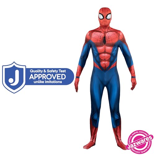 MARVEL Spider-Man Official Adult Deluxe Zentai Halloween Costume - Stretch Spandex with Hidden Zippers and Wrist Slits3