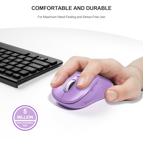 Image of WisFox 2.4G Wireless Mouse for Laptop, Ergonomic Computer Mouse with USB Receiver and Type-C Adapter, 3 Adjustable Levels DPI, 6 Button Cordless Wireless Mice (Violate)