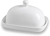 Vista 17 de Sweejar - Mantequillera de cerámica con tapa para encimera, mantequera de porcelana con asa de perilla, recipiente de mantequilla para mantequilla