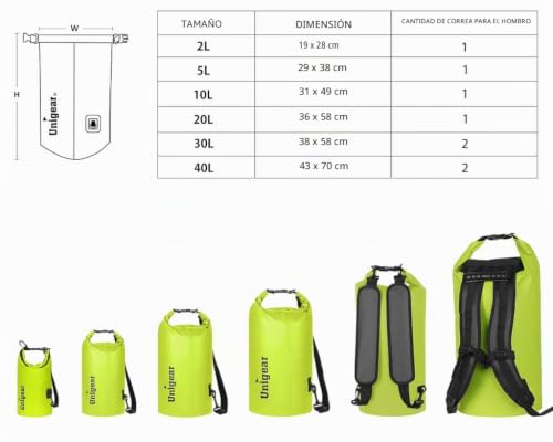 Miniatura 3 de Unigear - Bolsa Impermeable 2 L, 40 L, Seca, Incluye Funda Para Teléfono Móvil, Camping, Playa, Limero, 5 L, Resistente Al Agua