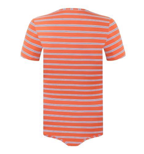 Men Short Sleeve Bodysuit Pajama Mens Striped Onesie One Piece Pajamas Rompers Basic Onesie - Stripe Men2