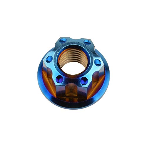 Image of Titanium M6 M8 M10 M12 M14 M16 Flange Bolt Nut Bicycle Motorcycle Rear Axle Car Modification Accessories Pack of 6 (M14 Pitch 1.5mm, Fire Blue)