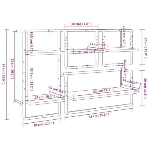Étagères murales avec barres chêne fumé 4 pcs vidaXL - 4