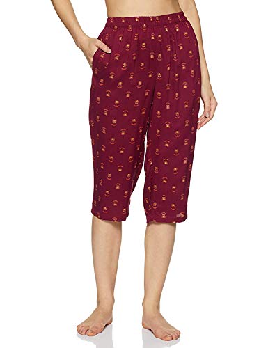 Image of Longies Women's Rayon Pyjama Night Suit Regular Capri Set ((LGRCSSY012 Red Small) S)