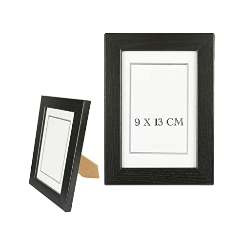 Elegant Photo Frame, 9 x 13 cm, Black, Made of Wood with Glass Panel, Perfect for Highlighting Your Memories and Adding a Touch of Style to Your Home Decoration