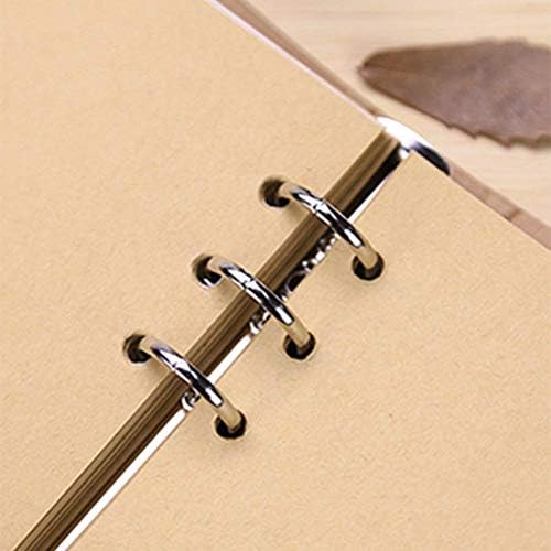 A5 Binder Vertical Folder Square Sketchbook Plain Kraft Folder,A5 Ring Binder Planner,Multifunction DIY Cover Detachable Metal Ring Binder with 6 Holes Office Supplies-Brown-6.89 * 9.25 * 1.38 inch