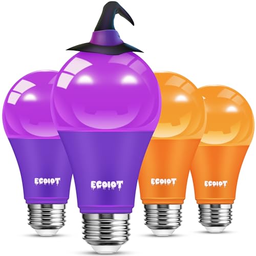 Ecoiot Halloween Light Bulbs, A19 LED Purple Light Bulb, Orange Light Bulb