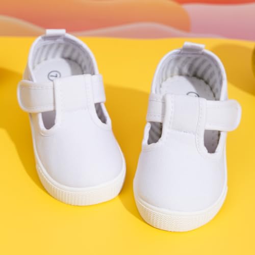 Sonsage Toddler Boys Girls Canvas Sneakers Soft Sole T-Strap Shoes Lightweight Comfy Classical Flats Non Skid Shoe for Little Kids4