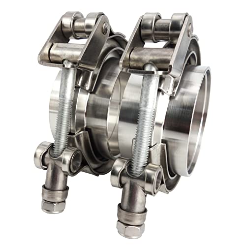 GaeaAuto 2 X 2.5 Quick Release V-Band Clamp with Male Female Flanges 304 Stainless Steel for Turbo Downpipes (2.5 inch 2 Pack)