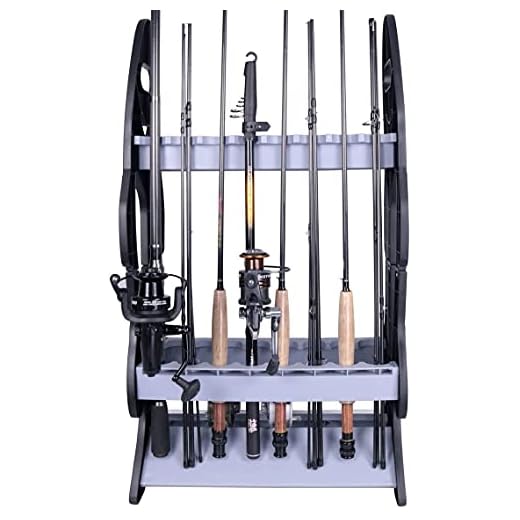 16 Fishing Rod Holder Storage Rack, Fishing Pole Stand Garage Organizer Holds Any Type of Rod or Hiking Sticks Keep It Steady