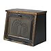 AMISH VALLEY PRODUCTS Rustic Wood Bread Box Large Kitchen Counter Storage Punched Willow Tin Primitive dÃ©cor Interior Shelf Wooden Country Farmhouse Breadbox (Antique Black)
