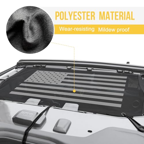 sukemichi Sunshade Bikini Top for 2024 2025 Jeep, Mesh Sun Shade Top Cover Bimini Top for 2024 2025 Jeep Wrangler JL 4XE Accessories 4 Door - Blocks UV, Wind, Noise, Flag (Not for Soft Top Sky Top)