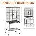 VINGLI Bird Cage with Wheels, Durable Wrought Iron Parakeet Cage with Slide Out Tray, Black Bird Cages for Parakeets/Lovebird/Cockatiels/Budgies and Other Small/Medium Birds (Large-53 inch)