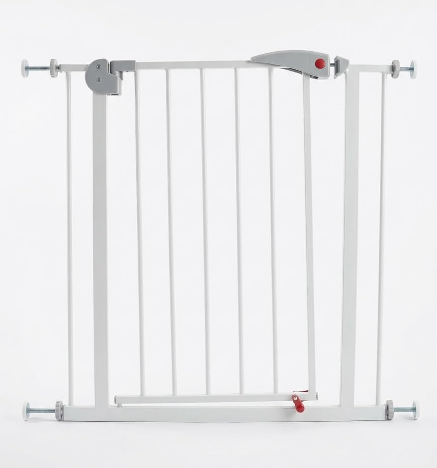 My Home Essentials® Pressure Fit Secure Metal Safety Gate, Ideal for Babies & Pets, 74-86cm, White