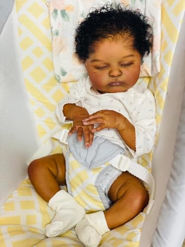 Muñeca Reborn Bebé Niña Negra 46 cm Realista miniatura 5