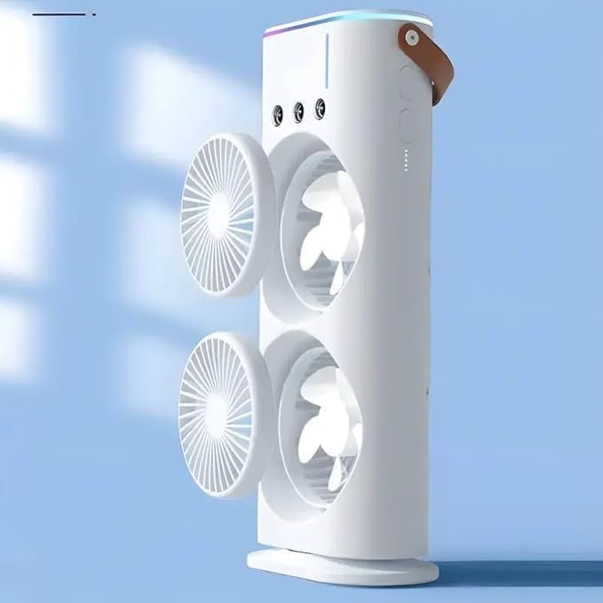 Pallavi Enterprise Dual-Head Tower Fan with Mist Cooling, 3 Speed Settings, 180° Adjustable, Remote Control, LED Lighting 2