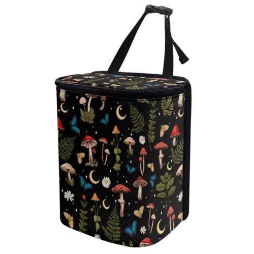 Image of Hanging Garbage Bin Mushroom Butterfly Floral Cute Car Accessories Multipurpose Trash Bin Decoration Car Interior for Women Men