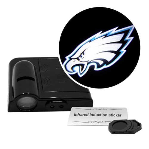 Sporticulture NFL American Football Philadelphia Eagles - Led Car Door Light - Wireless Led Projector with One Team Logo Slide - Compatible for Most Car Models - Battery-Operated, 2.5” x 2.5”