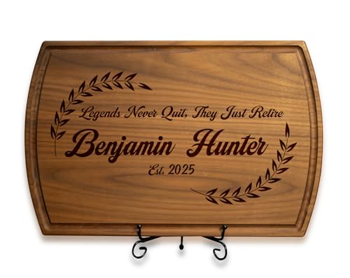 Personalized Retirement Cutting Board – Custom Engraved Wooden Board – Retirement Gift for Men & Women, Boss, Coworker, Teacher, Friends or Parents – Unique Work Anniversary, Promotion & Farewell Gift