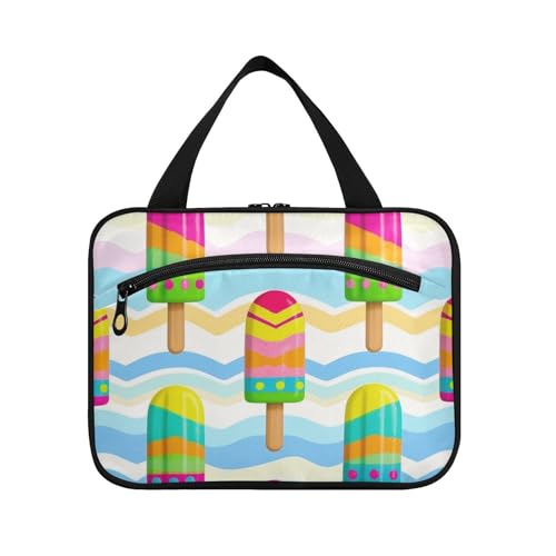 Summer Wave Pattern Popsicle Colorful Hanging Cosmetic Bags for Women