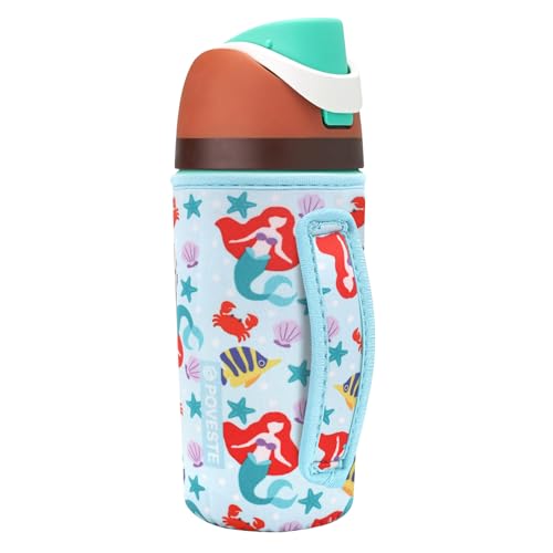 Image of Water Bottle Sleeve with Handle for Owala Kids FreeSip 16 oz, Water Bottle Scratch Resistant Sleeve, Neoprene Cover Compatible with Owala 16 oz for Boys Girls to School Travel (Mermaid World)