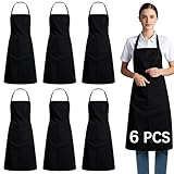 ARKBAODAN 10 Stück schwarze Schürze, Unisex, 2 Taschen, Kochschürze, Grillschürze, Zeichnen, Schwarz, Einheitsgröße (verstellbar)