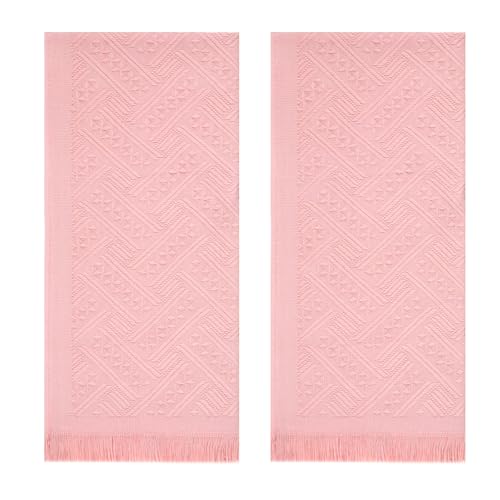 Image of Aysatogc 2 Pcs Hand Towels Bathroom, 29 X 13 Inch Pink Bathroom Hand Towels Boho Decorative Hands Towels Spa Decorative Cleaning Towel Turkish Absorbent Soft Face Towel for Bathrooms, Hotel